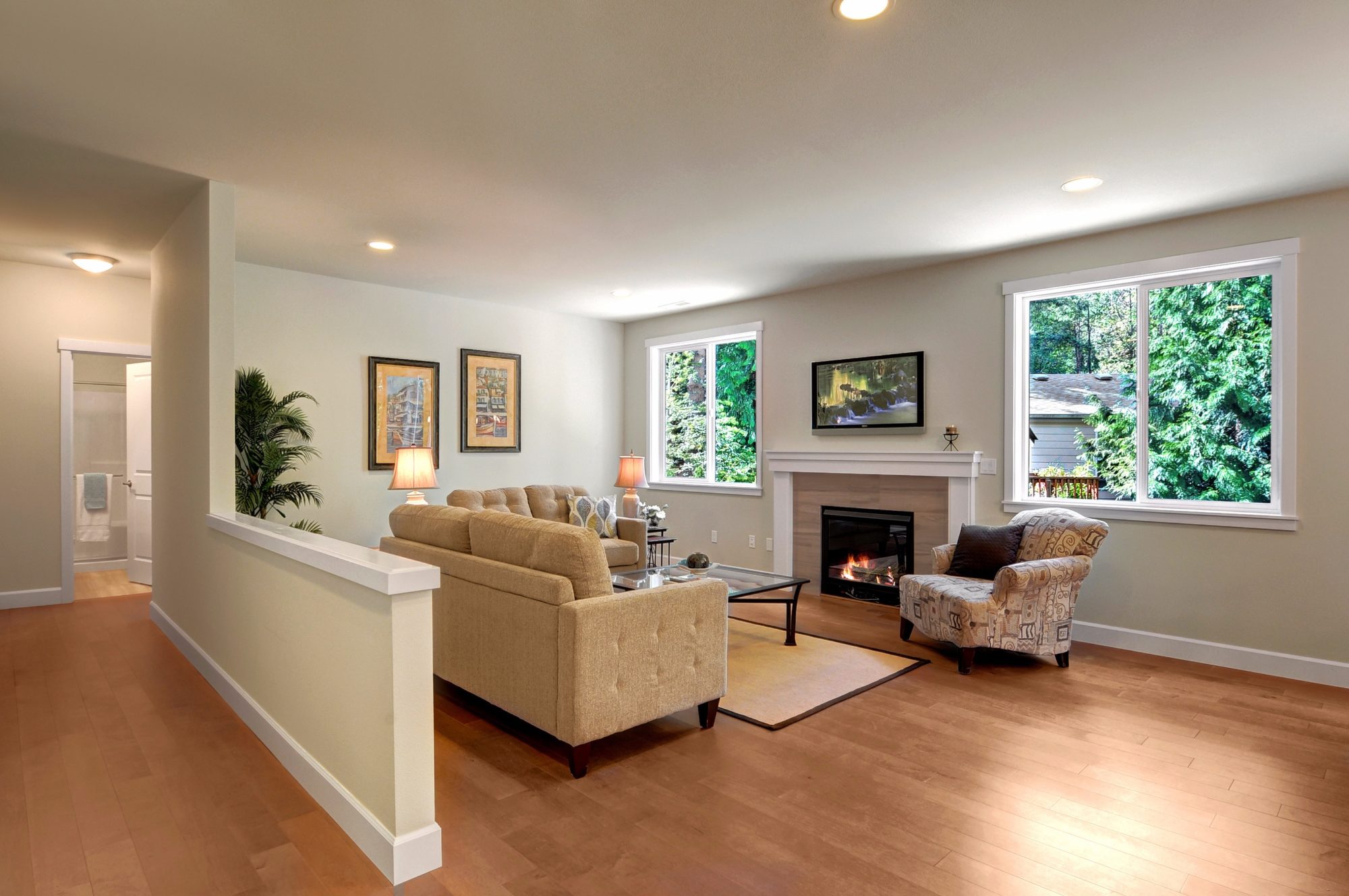 Living room with fireplace