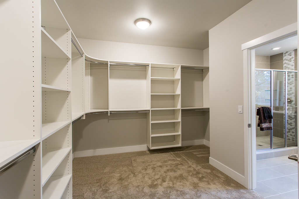 Master closet with melamine custom shelving closet organizer